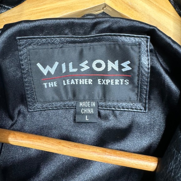 Wilsons Leather Experts Blazer Moto Jacket Women's L Black Button Front EUC - Picture 4 of 6